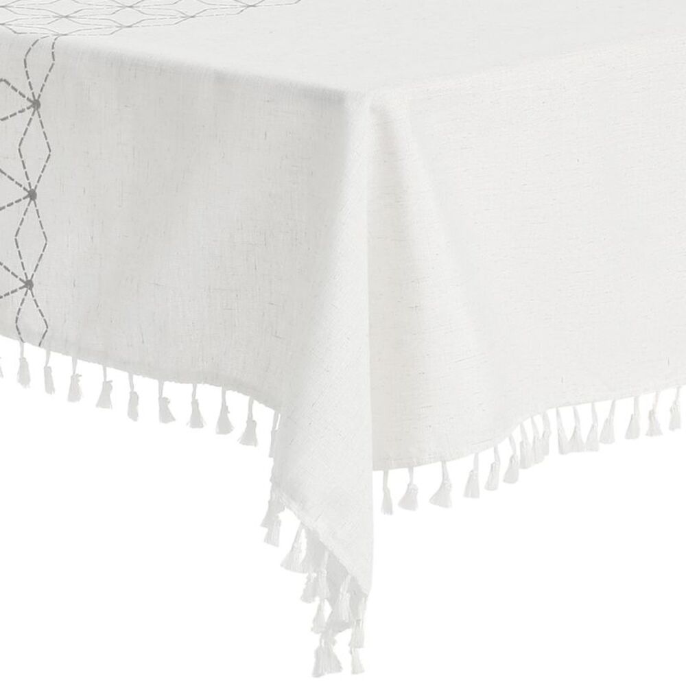 1 Pack Square Rustic Tablecloth, 55x55inch Diamond Grey - Picture 4 of 5